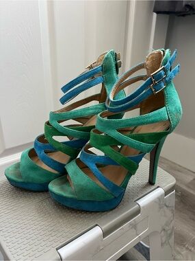 Heart In D Double Strap Zip Up Heel 7.5
